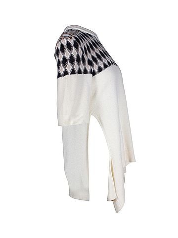 Chloé Chloe Knitted Pattern Sweater Top in White Merino Wool (view 2)