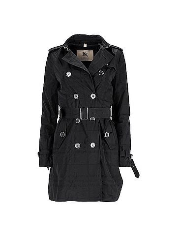 Burberry Burberry London Check Trench Coat in Black Polyester (view 1)