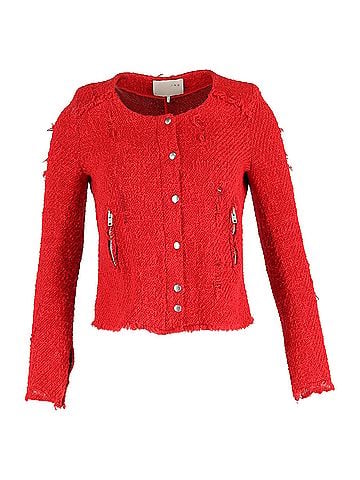 IRO Iro Agnette Distressed Jacket in Red Tweed (view 1)