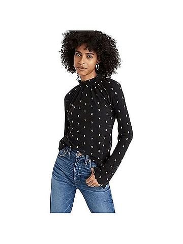 Madewell Ruffle Mock Neck Top Long Sleeve T-Shirt (view 1)