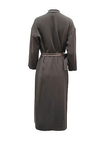 Vince. Vince Wrap Dress with Faux Leather Belt in Black Polyester (view 2)