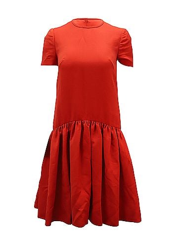 Alexander McQueen Alexander McQueen Drop Waist Dress in Red Wool (view 1)