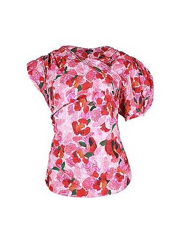 Isabel Marant Isabell Marant Stylized Asymmetric Floral Blouse in Pink Viscose (view 1)