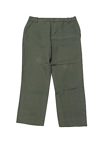Vince. Vince Straight Leg Trousers in Olive Green Cotton (view 1)