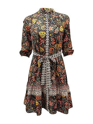 Saloni Saloni Tyra with Batik Border Dress in Multicolor Silk (view 1)
