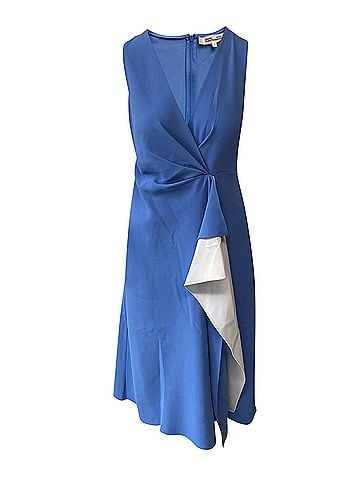 Diane von Furstenberg Diane Von Furstenberg Addison Blue and White Ruched Dress (view 1)