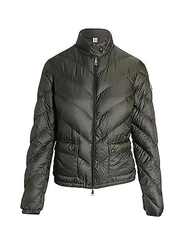 Moncler Moncler Quilted Puffer Jacket in Olive Polyamide (view 1)