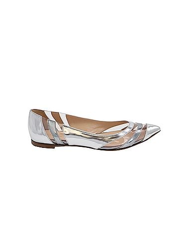 Gianvito Rossi Gianvito Rossi Meparta Pointed Toe Flats in Silver Patent Leather (view 1)