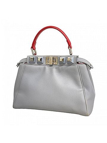 Fendi Fendi Peekaboo Leather Handbag, Blue-Gray, Women's (view 1)