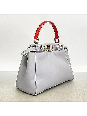 Fendi Fendi Peekaboo Leather Handbag, Blue-Gray, Women's (view 2)