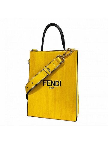 Fendi Fendi handbag, leather, yellow, 2-way bag for women (view 1)