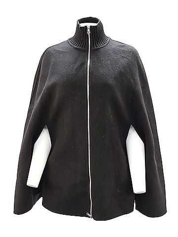 Sandro Sandro Paris Zip Cape Jacket in Black Wool (view 1)