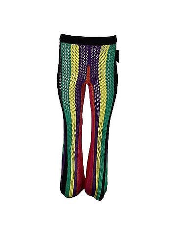 Balmain Balmain High Waist Striped Flared Crochet Trousers In Multicolor Viscose (view 1)