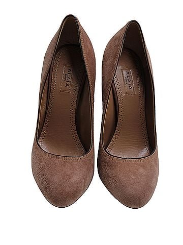 Alaïa Alaia Chunky Heel Pumps in Brown Suede (view 2)