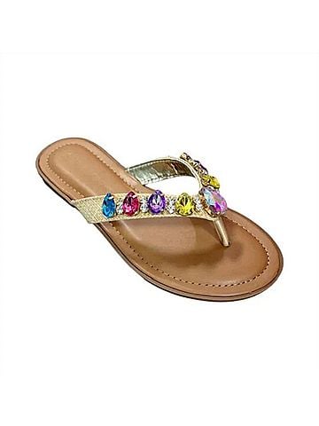 Wild Diva Women's Rhinestone Crystal Flip Flops in Multi (view 1)