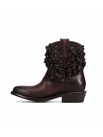 FRYE Women's Billy Flower Boots in Cherry Lacquer (view 2)