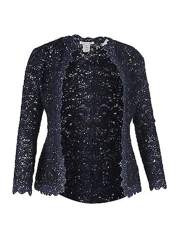 Oscar De La Renta Oscar de la Renta Embroidered Sequin Jacket in Navy Blue Cotton (view 1)