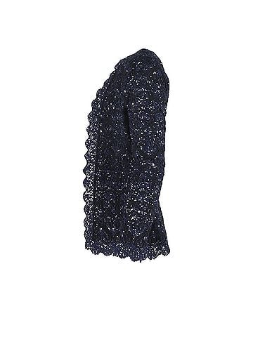 Oscar De La Renta Oscar de la Renta Embroidered Sequin Jacket in Navy Blue Cotton (view 2)
