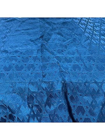 Saloni  Saloni Debbie Patterned Mini Ribbon Detail Dress in Blue Silk (view 2)