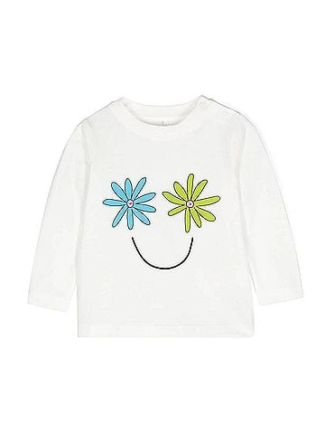 Stella McCartney Girl's Tee W/ Flower Smiley Face Print in White (view 1)