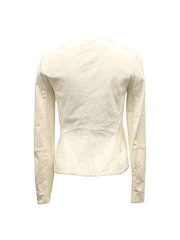 Vince. Vince Collarless Jacket in White Leather (view 2)