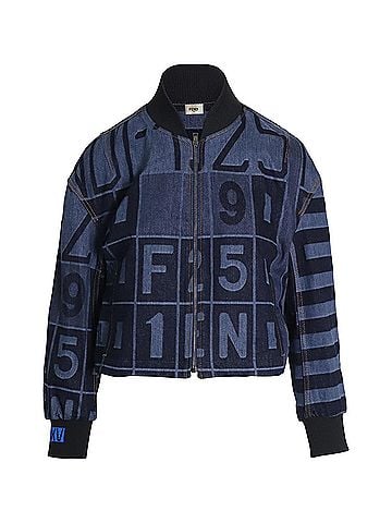 Fendi Fendi Denim Bomber Jacket in Blue Cotton Denim (view 1)