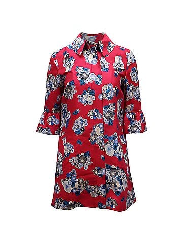 Diane von Furstenberg Diane Von Furstenberg Philippa Coat with Floating Flowers Print in Multicolor Wool (view 1)