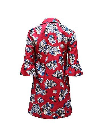 Diane von Furstenberg Diane Von Furstenberg Philippa Coat with Floating Flowers Print in Multicolor Wool (view 2)