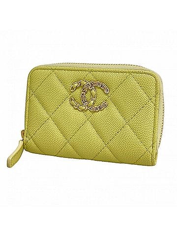 Chanel Chanel Matelassé Caviar Leather Wallet/Coin Case, Light Green, Women's (view 1)