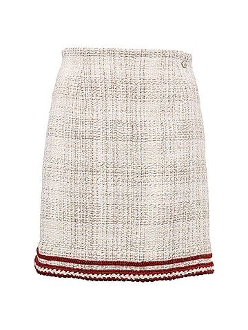 Chanel  Chanel Mini A-Line Skirt in Beige and Red Cotton Tweed (view 1)