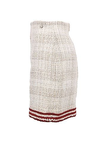 Chanel  Chanel Mini A-Line Skirt in Beige and Red Cotton Tweed (view 2)