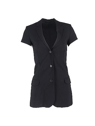 Totême  Totême Single-Breasted Short Sleeve Blazer in Black Wool (view 1)
