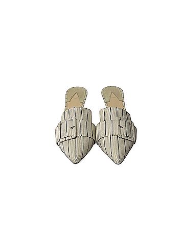 Aquazzura Altuzarra Izy 90 Striped Mules in Cream Cotton (view 2)