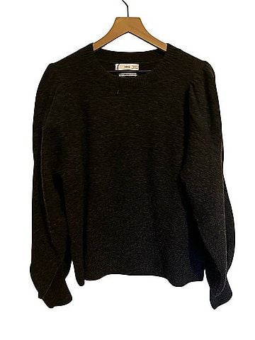 Mango Charcoal Ribbed Wool-Blend Crewneck Sweater Pullover Sweater (view 1)