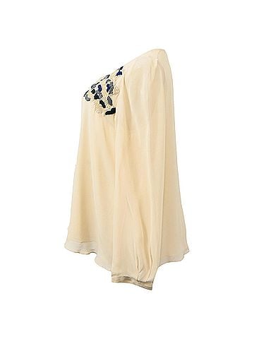 Vanessa Bruno  Vanessa Bruno Embroidered Long Sleeve Blouse in Cream Silk (view 2)