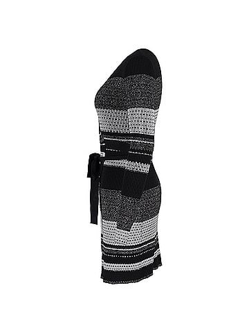 Diane von Furstenberg Diane Von Furstenberg Striped Knitted Wrap Dress in Multicolor Wool (view 2)