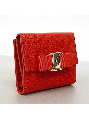 Salvatore Ferragamo Salvatore Ferragamo Vara Leather Wallet, Red, Women's (view 2)