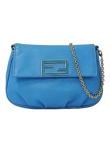 Fendi Fendi FENDI handbag for women, brand name shoulder bag, leather, light blue, 8M0276, chain shoulder, mini bag (view 1)