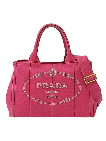 Prada Prada PRADA handbag for women, brand name, tote bag, shoulder 2-way, Canapa Mini canvas, pink, 1BG439 (view 1)