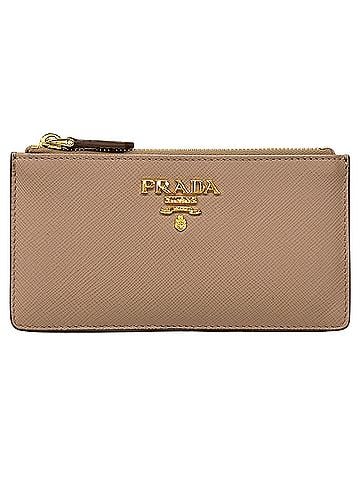 Prada Prada PRADA Business Card Holder/Card Case for Women, Brand Name, Saffiano Leather, Pink Beige, Gold Hardware, 1MC054, Wallet/Coin Case, Segment Coin Purse (view 1)
