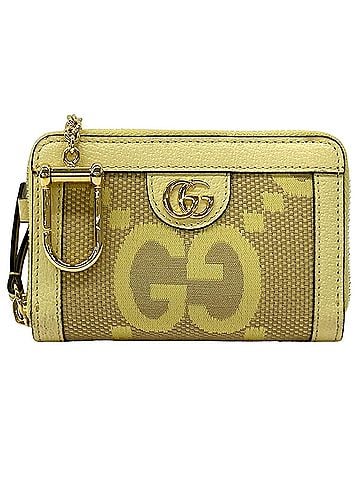Gucci Gucci Jumbo GG Ophidia Wallet/Coin Purse for Women and Men, Canvas & Leather, Yellow, 726503, with Chain, Compact Coin (view 1)