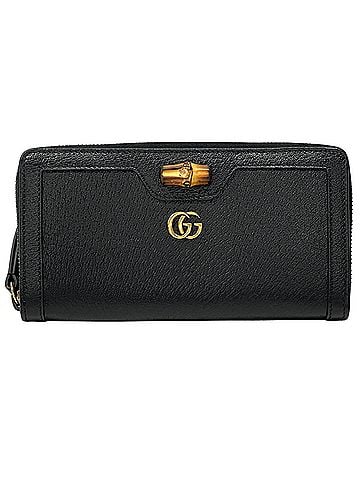Gucci Gucci GUCCI Wallet for Women and Men, Brand Name, Bamboo Petite Marmont Long Wallet, Leather, Black, 658634, Round Zipper (view 1)