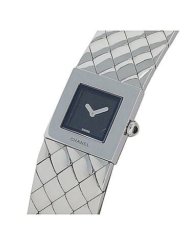Chanel Chanel women's watch, brand name, Matelassé, quartz, stainless steel (SS), H0009, silver, black, square. (view 1)