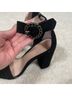 Maje 100% Suede Solid Black Silver Sandals Size 8 1/2 - photo 11