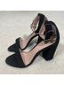 Maje 100% Suede Solid Black Silver Sandals Size 8 1/2 - photo 4