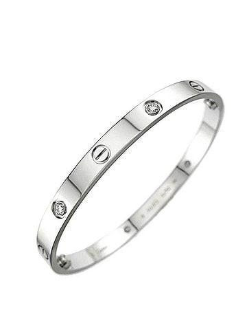 Cartier Cartier Love Bracelet, Half Diamond, 4P, Size 19, 18K WG (White Gold 750) Bracelet Bangle (view 1)