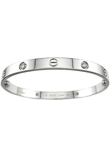 Cartier Cartier Love Bracelet, Half Diamond, 4P, Size 19, 18K WG (White Gold 750) Bracelet Bangle (view 2)