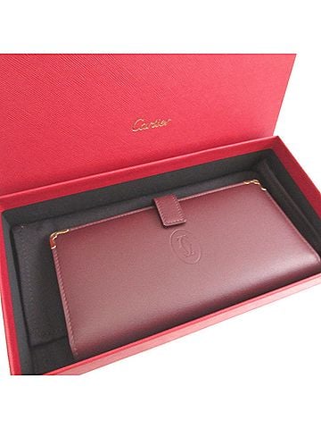 Cartier Cartier Must de L3001760 Leather Bordeaux Bi-fold Long Wallet 0544 (view 2)
