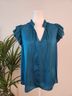 Current Air Teal Short Sleeve Blouse Size S - photo 3