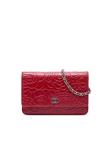 Chanel CC Embossed Lambskin Camellia Wallet On Chain (view 1)